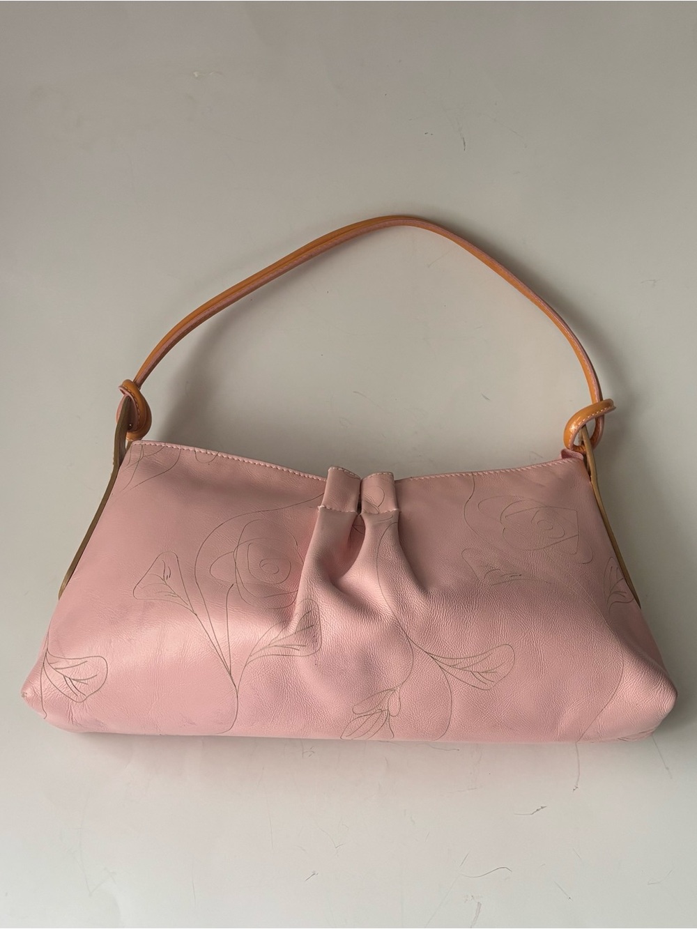 Furla pink floral leather shoulder bag